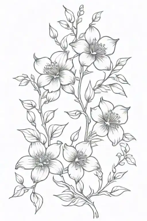 jan march may and June birth flower vine wrapping tattoo design idea