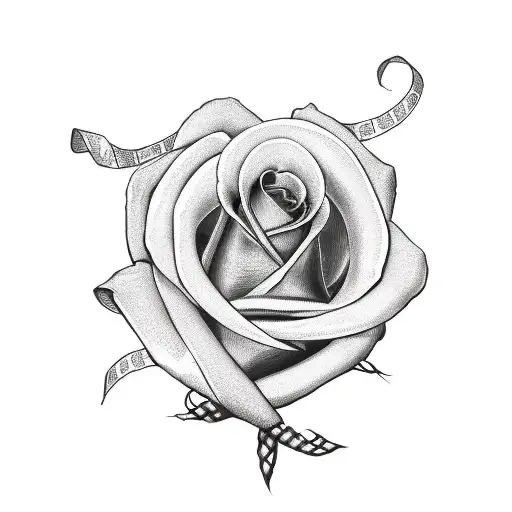 breast cancer ribbon rose tattoo design idea