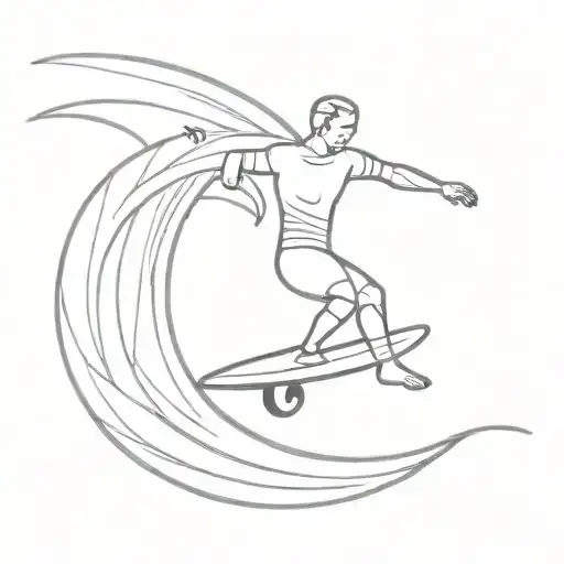 surfing with football tattoo design idea