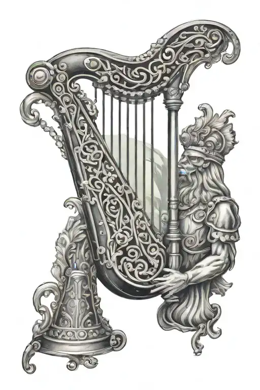 polish hussar Irish harp  tattoo design idea