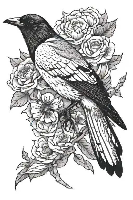 A tattoo in honour of Brain Cancer with a small image of a magpie tattoo design idea