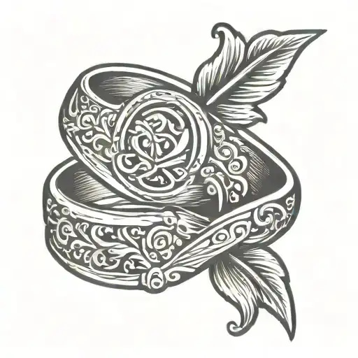 wedding ring with M involved tattoo design idea
