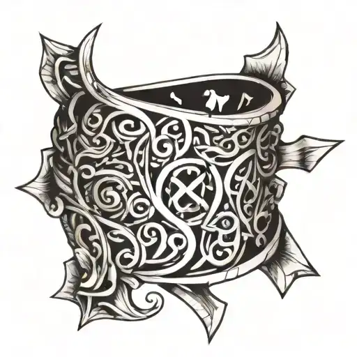 wedding ring with M involved tattoo design idea