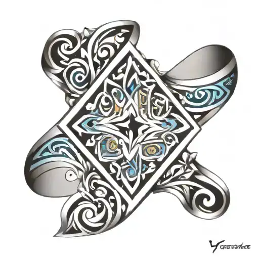 wedding ring with M involved tattoo design idea