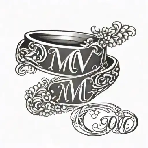wedding ring with M involved tattoo design idea