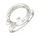 wedding ring with M involved tattoo design idea