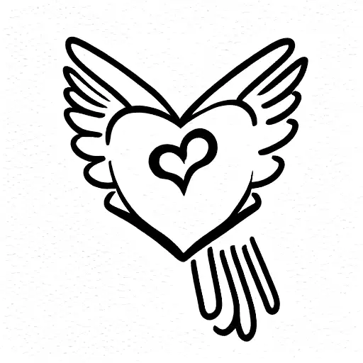Angel holding a Heart tattoo design idea