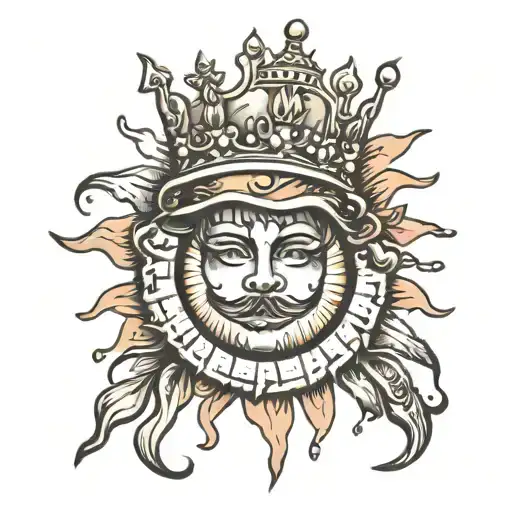 rain, sun, crown  tattoo design idea