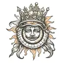 rain, sun, crown  tattoo design idea