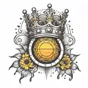 rain, sun, crown  tattoo design idea