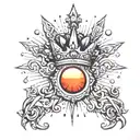 rain, sun, crown  tattoo design idea