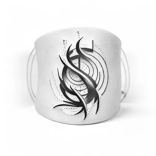 bracelet tattoo around the bícep about the Bari People with hunting, fishing, farming and spiritual elements tattoo design idea