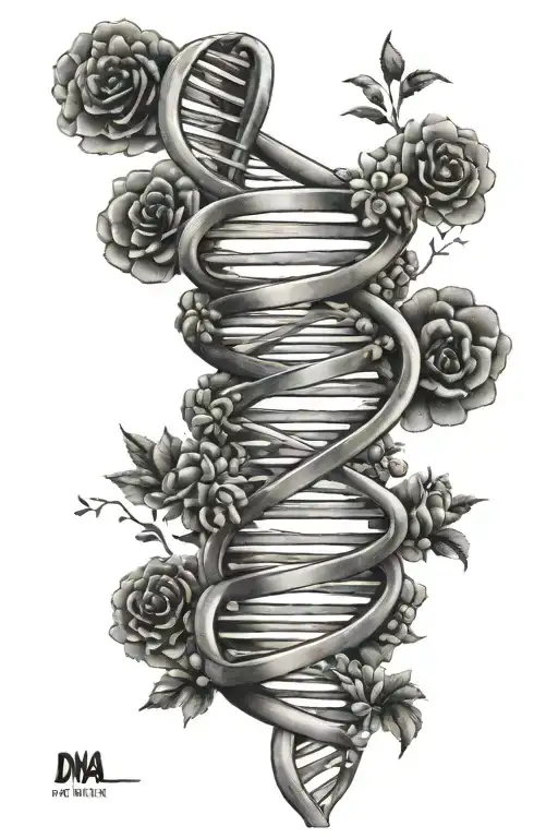 DNA double helix with names incorporated tattoo design idea