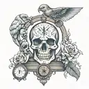 weighing sins and good deeds tattoo design idea