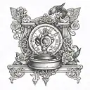 weighing sins and good deeds tattoo design idea