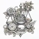 weighing sins and good deeds tattoo design idea