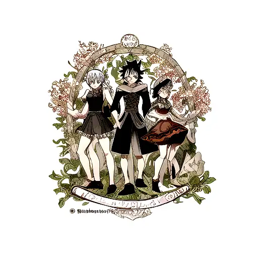 black clover, asta and sister lily tattoo design idea