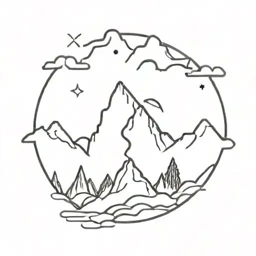 lifeline, mountain, 444 tattoo design idea