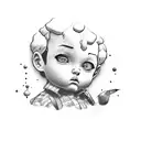 sad childhood real man tattoo design idea