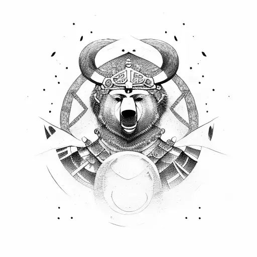 Viking, bear, samurai tattoo design idea