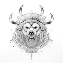 Viking, bear, samurai tattoo design idea