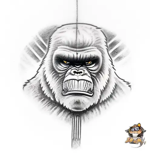 king kong hanging off a barbell tattoo design idea