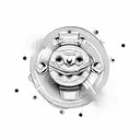 A whimsical design of a cupcake riding a skateboard, with a mischievous expression tattoo design idea