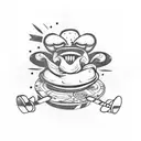 A whimsical design of a cupcake riding a skateboard, with a mischievous expression tattoo design idea