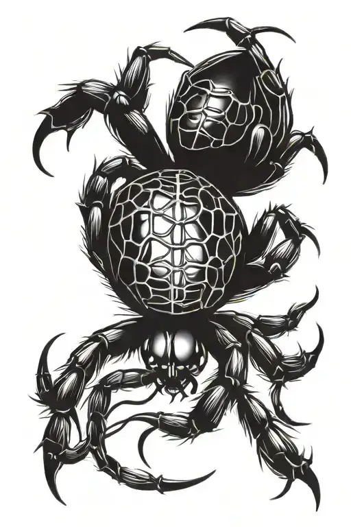 black widow spider crawling tattoo design idea