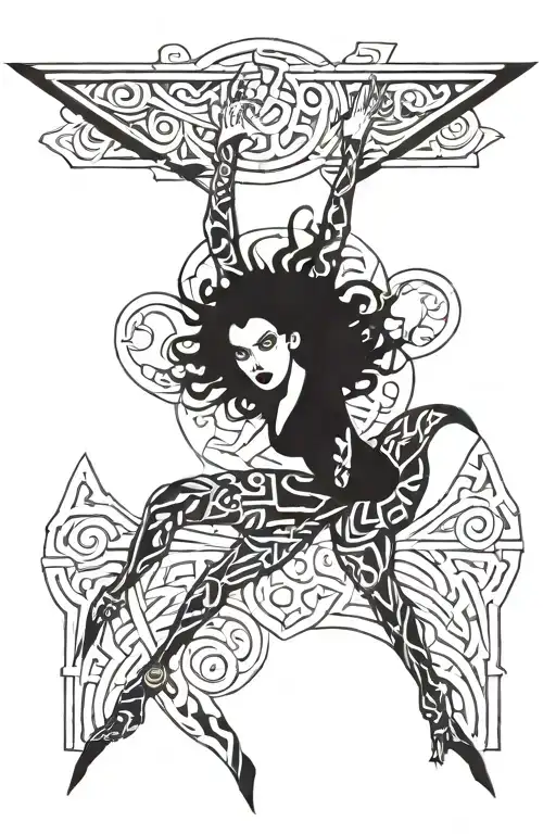 black widow hanging upside tattoo design idea