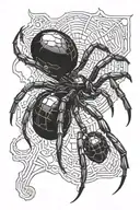 black widow spider crawling tattoo design idea