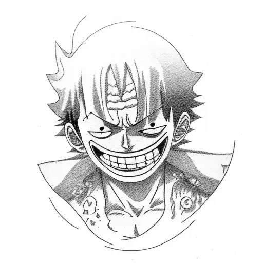 one piece Luffy smiling tattoo design idea