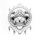 one piece Luffy smiling tattoo design idea
