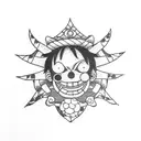 one piece Luffy smiling tattoo design idea