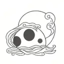 draw me a moon in japanese style with waves and wind inside in black and white tattoo design idea
