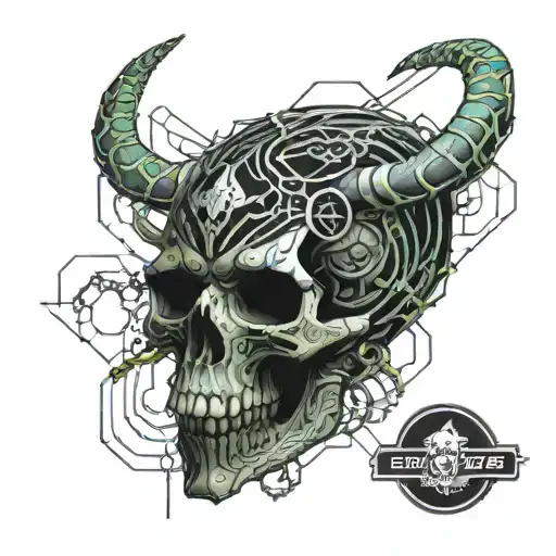 full sleeve, neon and ashes element, serpent skull tattoo design idea
