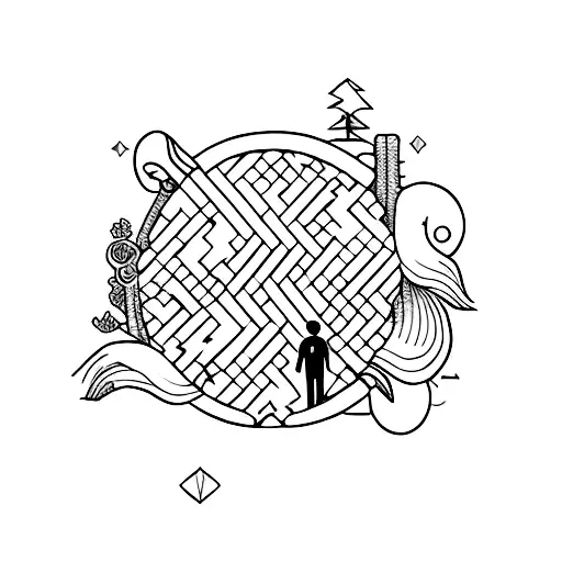 A minimalist tattoo of a keyhole with a silhouette of parents holding hands inside tattoo design idea