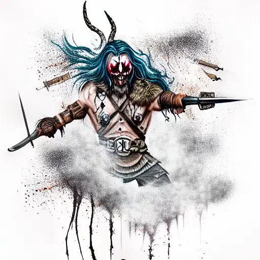 undead norse soldier tattoo design idea