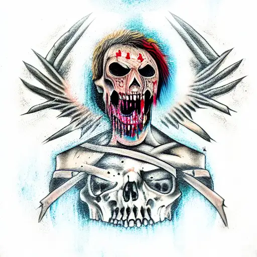 undead mythological soldier tattoo design idea