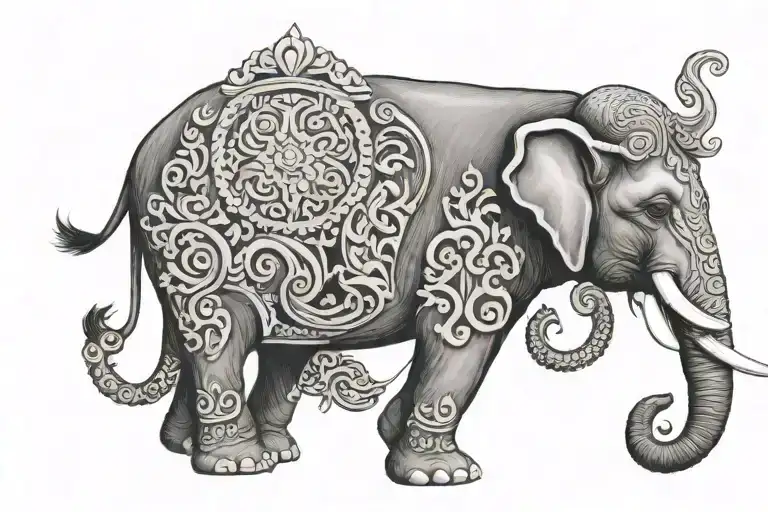 thai elephant tattoo design idea