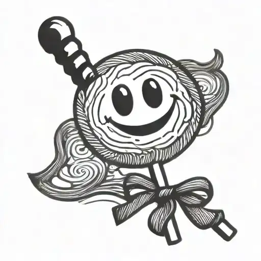 smiley lollipop tattoo design idea