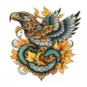 Snake and Eagle bright fall leaves tattoo design idea