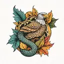 Snake and Eagle bright fall leaves tattoo design idea