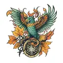 Snake and Eagle bright fall leaves tattoo design idea
