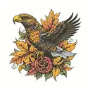 Snake and Eagle bright fall leaves tattoo design idea