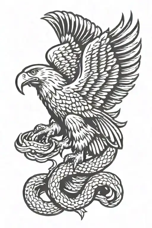 eagle and snake wrapped tattoo design idea