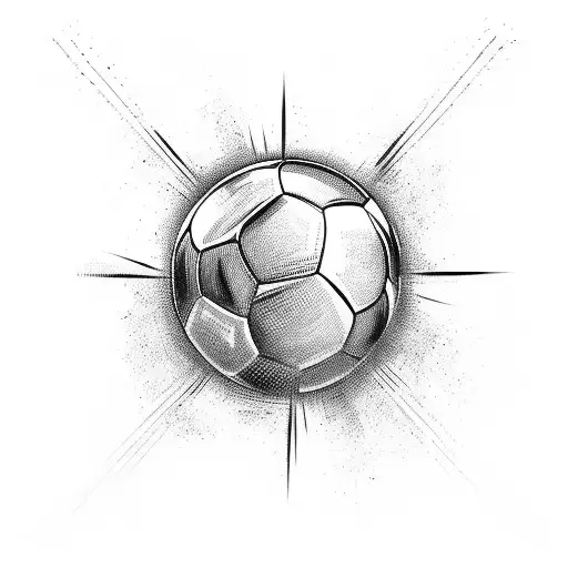 A dynamic soccer player kicking a ball with vibrant energy tattoo design idea
