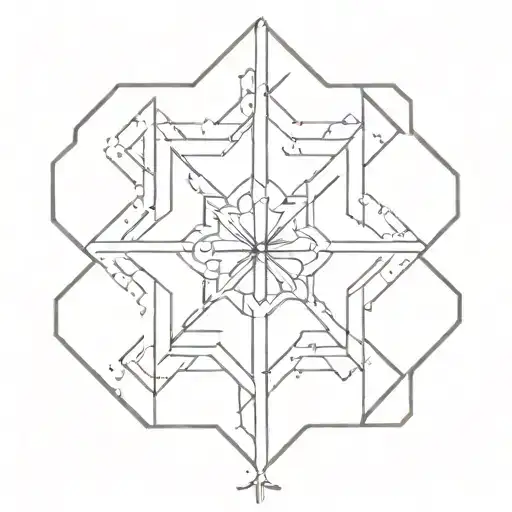 A geometric snowflake design incorporating elements of crossfit equipment tattoo design idea