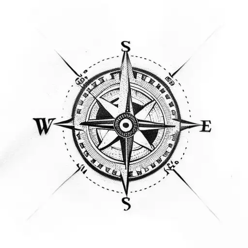 tattoo that has a compass attached to the skin.  must represent the brotherhood of 5 friends tattoo design idea