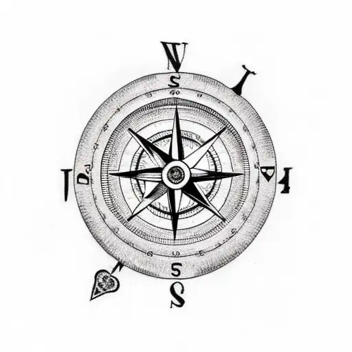 tattoo that has a compass attached to the skin.  must represent the brotherhood of 5 friends tattoo design idea